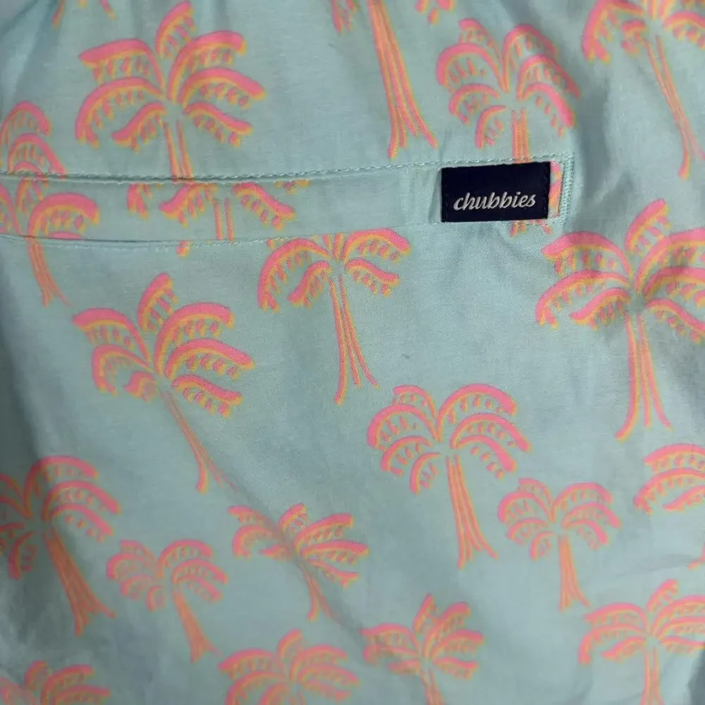 Chubbies Shorts Mens 2XL Blue Palm Tree Swim Trunks Lined Tropical Camp Surf 5.5